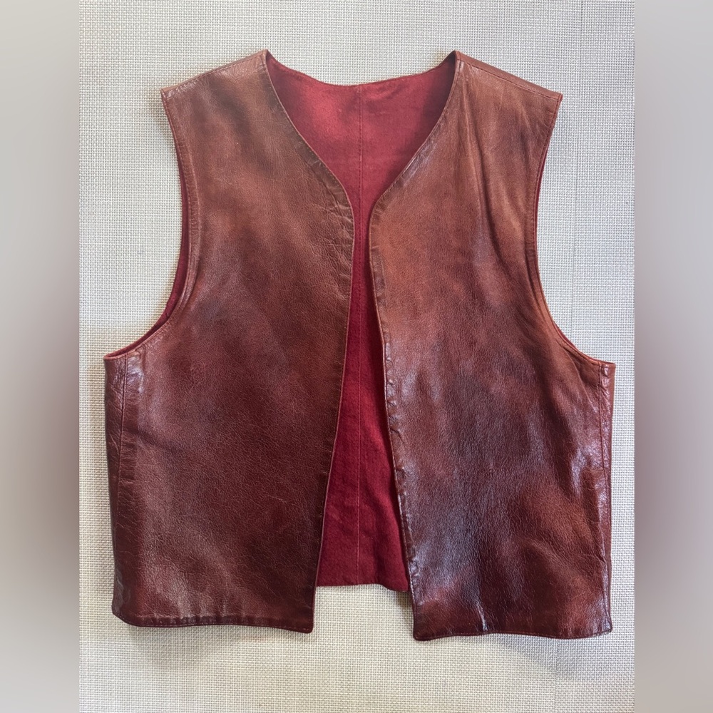 Vintage Leather and suede reversible vest